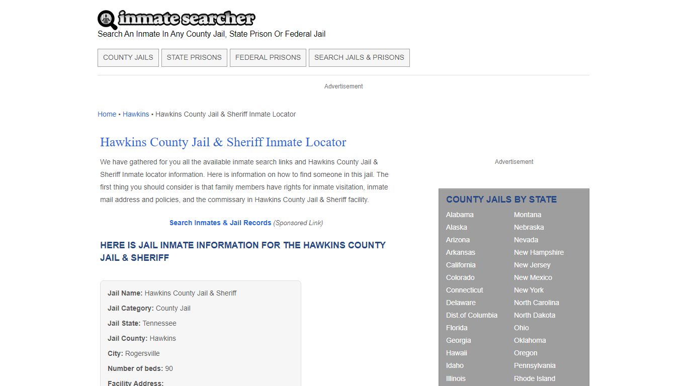 Hawkins County Jail & Sheriff Inmate Locator - Inmate Searcher